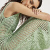 Green Sleeveless Lurex Knit Maxi beach dress