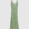 Green Sleeveless Lurex Knit Maxi beach dress