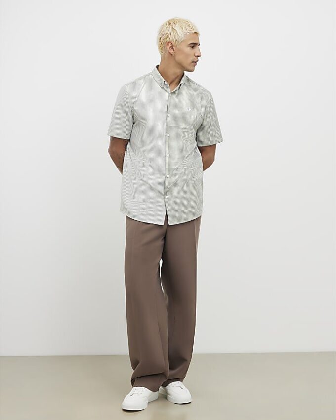 Green Slim Fit Spliced RR Shirt