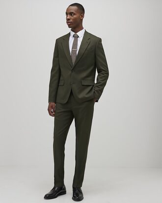 Green Slim Fit Textured Suit Jacket