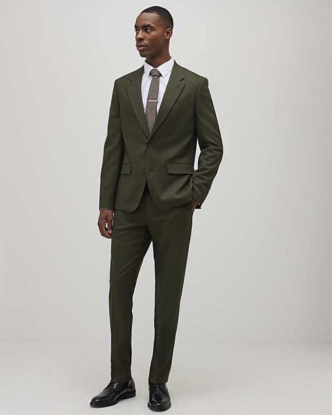 Green Slim Fit Textured Suit Jacket