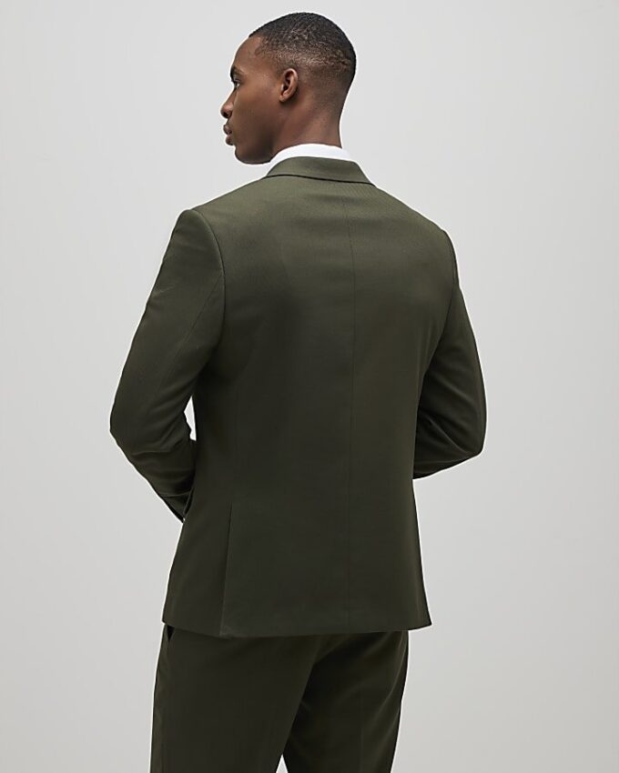 Green Slim Fit Textured Suit Jacket