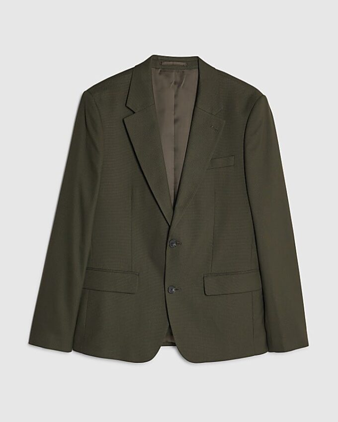 Green Slim Fit Textured Suit Jacket