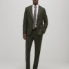 Green Slim Fit Textured Suit Trousers