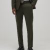 Green Slim Fit Textured Suit Trousers