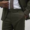 Green Slim Fit Textured Suit Trousers