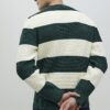 Green Slim Fit Waffle Knit Stripe Jumper