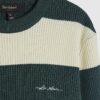 Green Slim Fit Waffle Knit Stripe Jumper