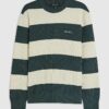 Green Slim Fit Waffle Knit Stripe Jumper