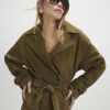 Green Suede Cropped Trench Coat