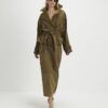 Green Suede Cropped Trench Coat