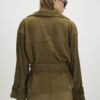 Green Suede Cropped Trench Coat
