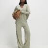 Green V Neck Ribbed Jumper