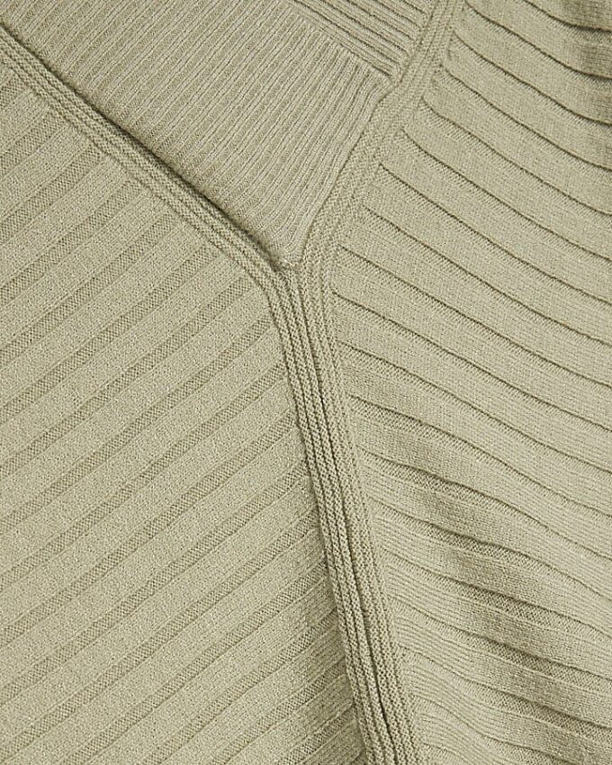 Green V Neck Ribbed Jumper