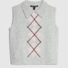 Grey Argyle Print Polo Tank Top