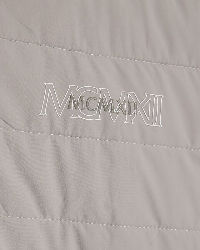 Grey Badged Funnel Neck Jacket