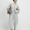 Grey Collared Bubble Hem Jacket