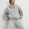 Grey Collared Bubble Hem Jacket