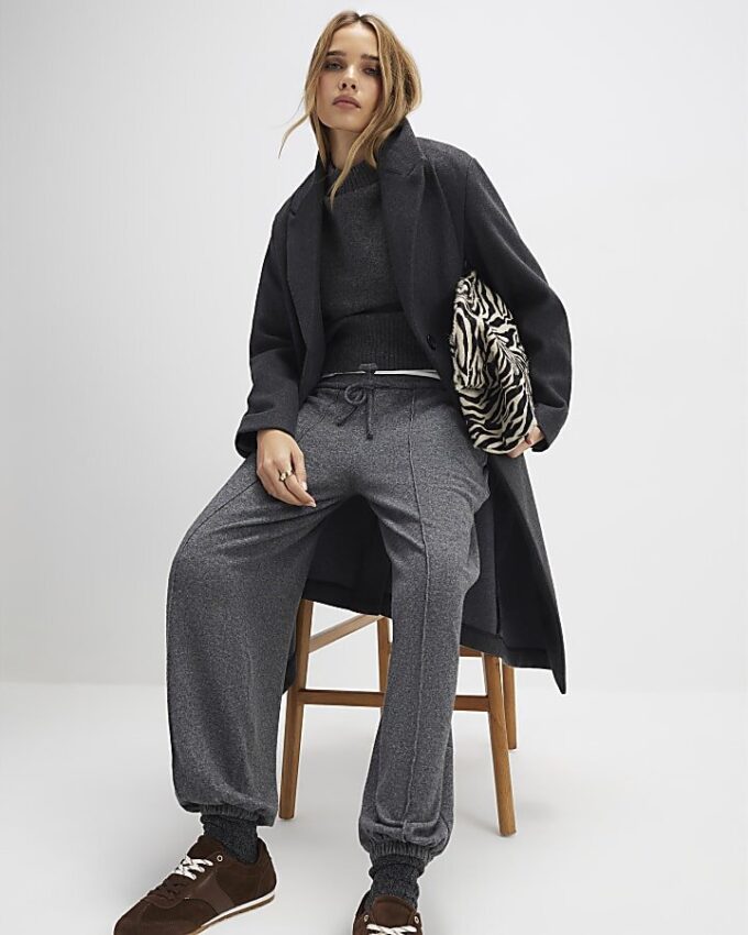 Grey Cosy Balloon Leg Joggers