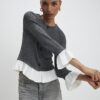 Grey Cosy Long Sleeve Frill Trim Cardigan