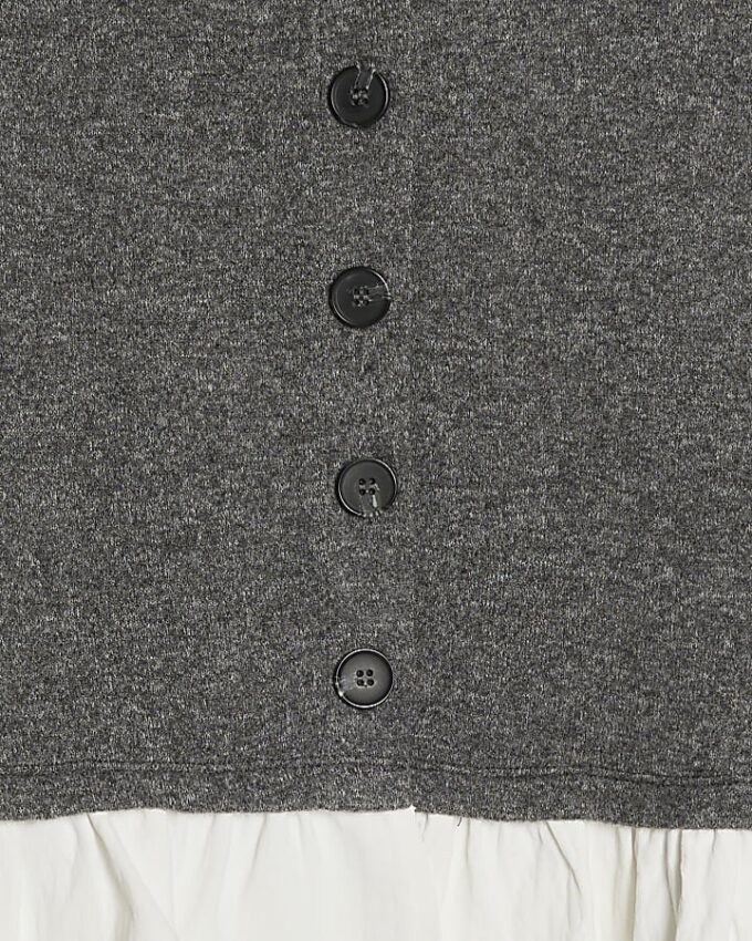Grey Cosy Long Sleeve Frill Trim Cardigan
