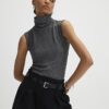Grey Cosy Sleeveless Cowl Neck Top