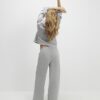 Grey Cosy Whipstitch Wide Leg Joggers
