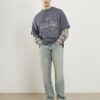 Grey Double Layered Number 76 Check T-Shirt