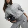 Grey Drawstring Wide Leg Trousers