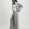 Grey Drawstring Wide Leg Trousers