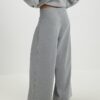 Grey Drawstring Wide Leg Trousers