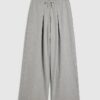 Grey Drawstring Wide Leg Trousers