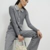 Grey Embellished Collar Cardigan