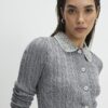 Grey Embellished Collar Cardigan