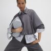 Grey Faux Suede Collared Bomber Jacket
