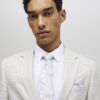 Grey Floral Tie And Handkerchief Set