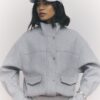 Grey Funnel Neck Bomber Jacket