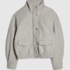 Grey Funnel Neck Bomber Jacket