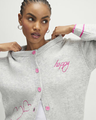 Grey Happy Heart Cardigan