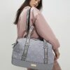 Grey Heart Quilted Holdall Bag