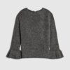 Grey Knitted Frill Cuff Tie Back Jumper