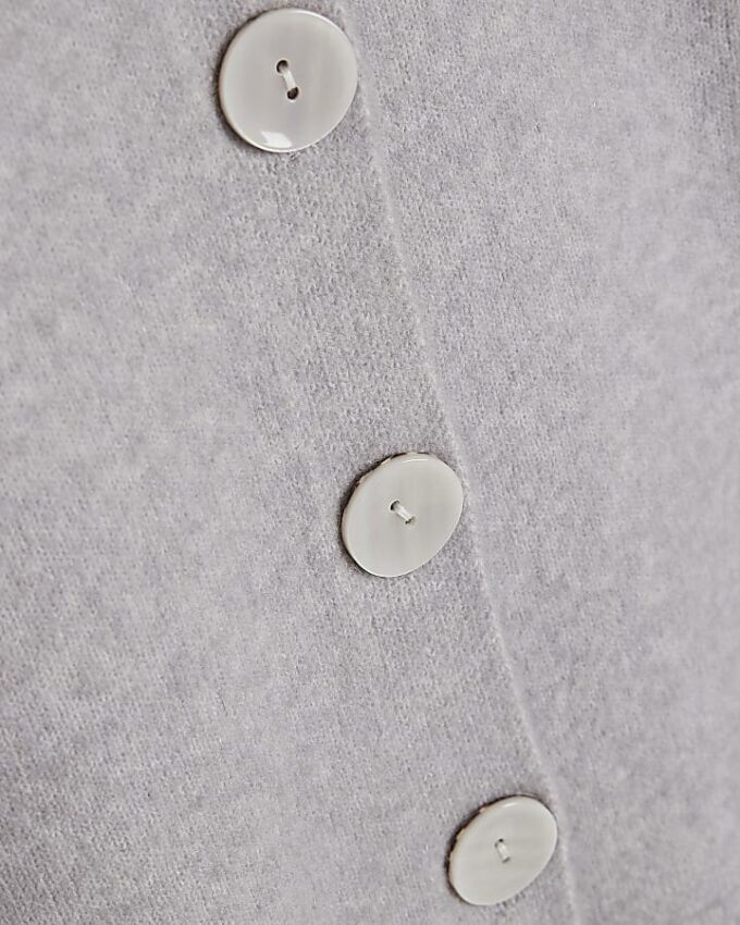 Grey Knitted Long Sleeve Cardigan