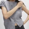 Grey Knitted Sleeveless Ribbed Hem Tank Top