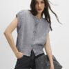 Grey Knitted Sleeveless Ribbed Hem Tank Top