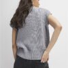 Grey Knitted Sleeveless Ribbed Hem Tank Top