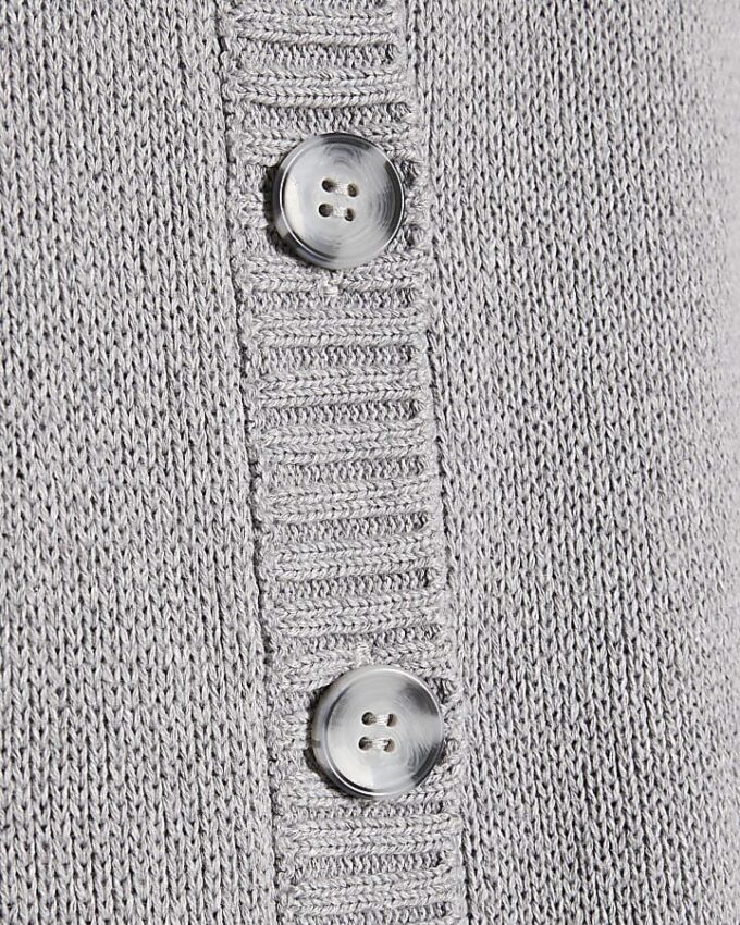 Grey Knitted Sleeveless Ribbed Hem Tank Top