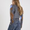 Grey Knitted V Neck Argyle Print Cardigan