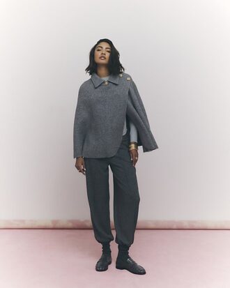 Grey Knitted Wrap Button Cape Grey Knitted Wrap Button Cape
