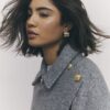 Grey Knitted Wrap Button Cape