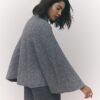 Grey Knitted Wrap Button Cape
